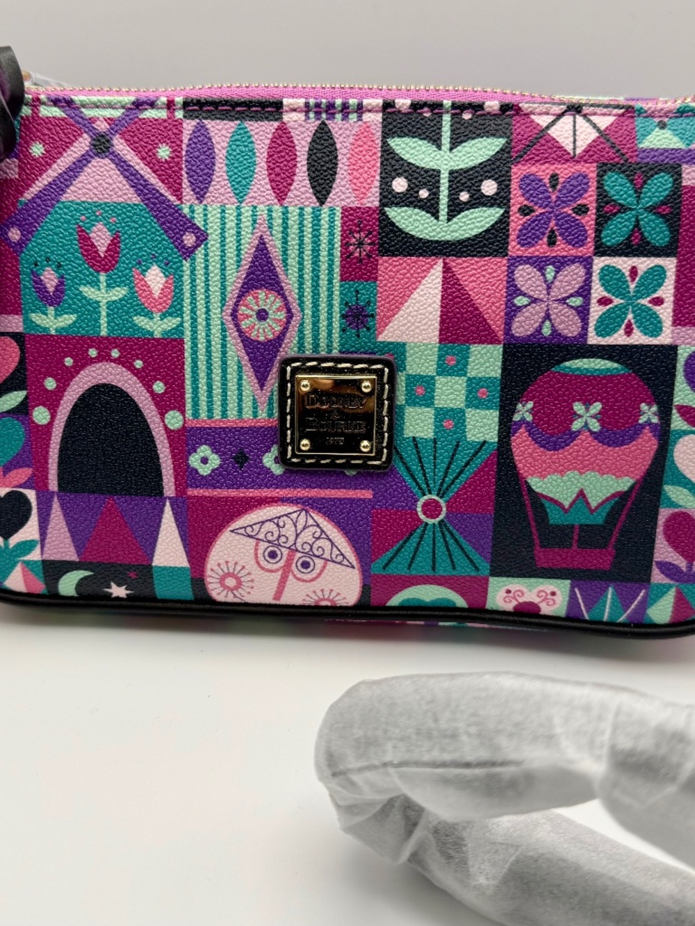 NWT Dooney & Bourke Walt Disney It's A Small World Pouchette Crossbody